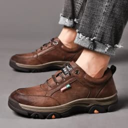 Non-slip Leather Men Hiking Shoes High Quality Man Casual Sneakers Comfortable Sport Shoes Breathable Retro Men Walking Sneakers