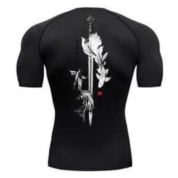 Yin Yang Sword Print Short Sleeve Compression Shirts for Men Summer Athletic Quick Dry T-shirts Gym Workout Running Tees Tops