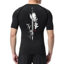 Yin Yang Sword Print Short Sleeve Compression Shirts for Men Summer Athletic Quick Dry T-shirts Gym Workout Running Tees Tops