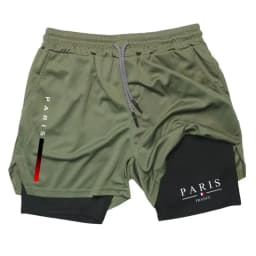 Summer Breathable 2-in-1 Double Layer Shorts Mens Elastic Compression Quick Dry Multi-functional Moisture Absorbing Performance