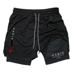 Summer Breathable 2-in-1 Double Layer Shorts Mens Elastic Compression Quick Dry Multi-functional Moisture Absorbing Performance