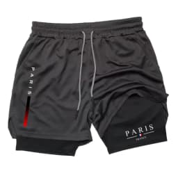 Summer Breathable 2-in-1 Double Layer Shorts Mens Elastic Compression Quick Dry Multi-functional Moisture Absorbing Performance