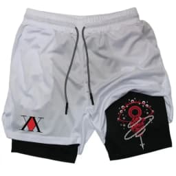 Anime Hunter X Hunter Performance Shorts Men 2-in-1 Running Compression Shorts Training Sport Gym Quick Dry Shorts with Pockets