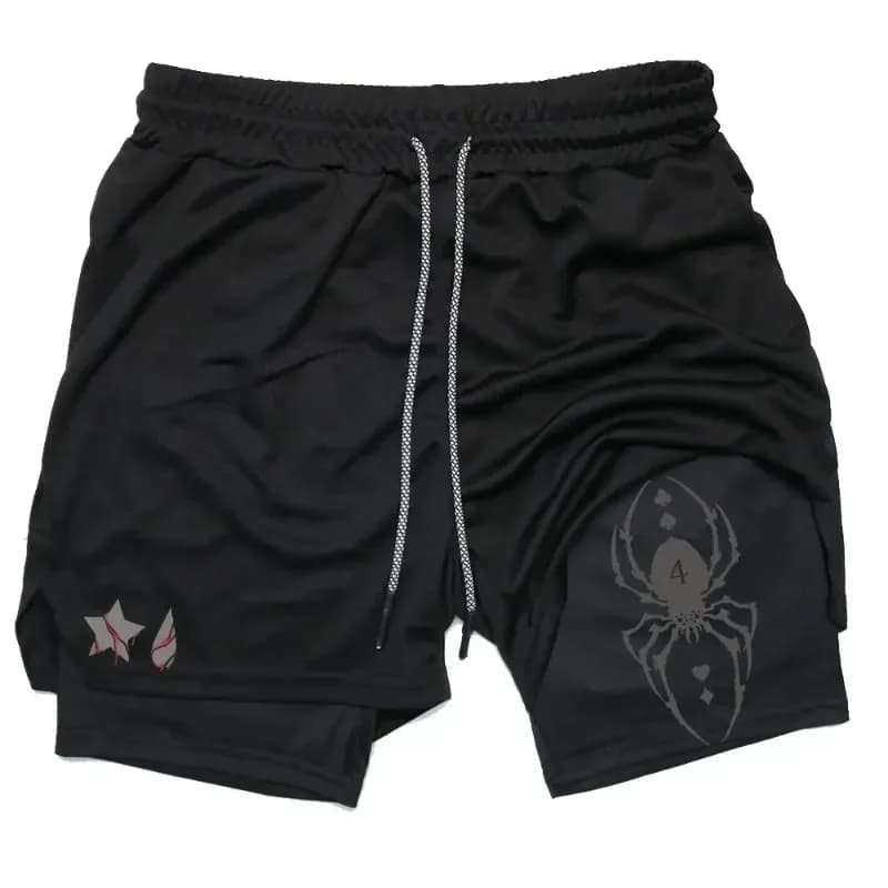Anime Hunter X Hunter Performance Shorts Men 2-in-1 Running Compression Shorts Training Sport Gym Quick Dry Shorts with Pockets
