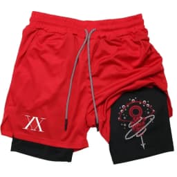 Anime Hunter X Hunter Performance Shorts Men 2-in-1 Running Compression Shorts Training Sport Gym Quick Dry Shorts with Pockets