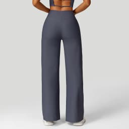 Women Wide-leg Yoga Pants High Waist Stretchy Solid Color Leggings Running Workout Casual Sports Straight-Leg Pants Femme