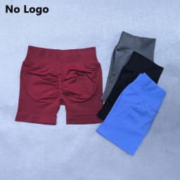 No Logo Sexy V Back Low Ribbed Waist Band Yoga Shorts Seamless Scrunch Bum Workout Gym Shorts Booty Hight Stretch Running Shorts