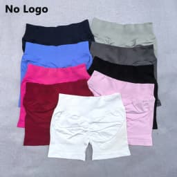 No Logo Sexy V Back Low Ribbed Waist Band Yoga Shorts Seamless Scrunch Bum Workout Gym Shorts Booty Hight Stretch Running Shorts