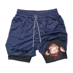 Anime Ryomen Sukuna Gym Shorts 2-In-1 Double Layer Men Workout Sports Jogging Sportwear Training Sport Shorts Male Summer Shorts