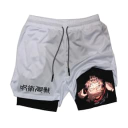 Anime Ryomen Sukuna Gym Shorts 2-In-1 Double Layer Men Workout Sports Jogging Sportwear Training Sport Shorts Male Summer Shorts