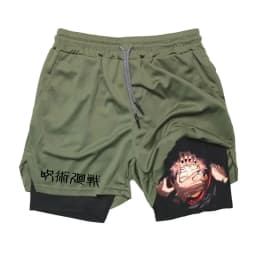 Anime Ryomen Sukuna Gym Shorts 2-In-1 Double Layer Men Workout Sports Jogging Sportwear Training Sport Shorts Male Summer Shorts