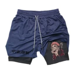 Anime Ryomen Sukuna Gym Shorts 2-In-1 Double Layer Men Workout Sports Jogging Sportwear Training Sport Shorts Male Summer Shorts
