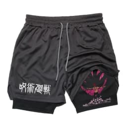 Anime Ryomen Sukuna Gym Shorts 2-In-1 Double Layer Men Workout Sports Jogging Sportwear Training Sport Shorts Male Summer Shorts