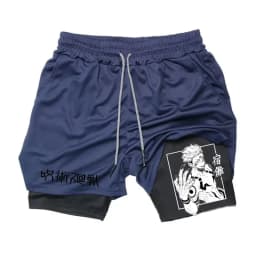 Anime Ryomen Sukuna Gym Shorts 2-In-1 Double Layer Men Workout Sports Jogging Sportwear Training Sport Shorts Male Summer Shorts
