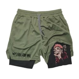 Anime Ryomen Sukuna Gym Shorts 2-In-1 Double Layer Men Workout Sports Jogging Sportwear Training Sport Shorts Male Summer Shorts