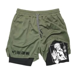 Anime Ryomen Sukuna Gym Shorts 2-In-1 Double Layer Men Workout Sports Jogging Sportwear Training Sport Shorts Male Summer Shorts