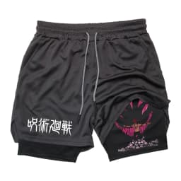 Anime Ryomen Sukuna Gym Shorts 2-In-1 Double Layer Men Workout Sports Jogging Sportwear Training Sport Shorts Male Summer Shorts