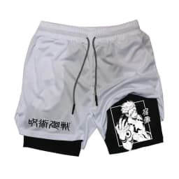 Anime Ryomen Sukuna Gym Shorts 2-In-1 Double Layer Men Workout Sports Jogging Sportwear Training Sport Shorts Male Summer Shorts