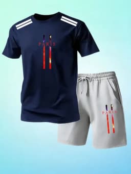 Summer Men's Street Fashion T-Shirts Sets O-Neck Short Sleeve T-Shirt + Shorts Breathable Quick Dry Running Suit Hot Sale