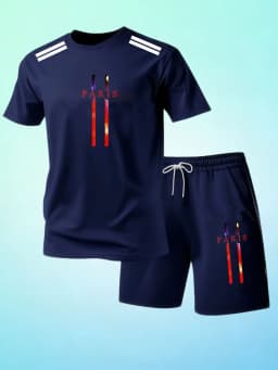 Summer Men's Street Fashion T-Shirts Sets O-Neck Short Sleeve T-Shirt + Shorts Breathable Quick Dry Running Suit Hot Sale