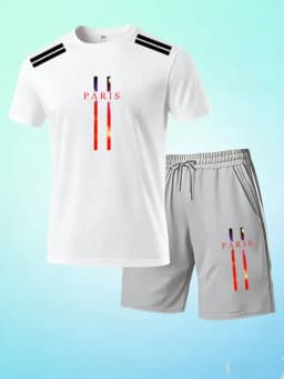 Summer Men's Street Fashion T-Shirts Sets O-Neck Short Sleeve T-Shirt + Shorts Breathable Quick Dry Running Suit Hot Sale