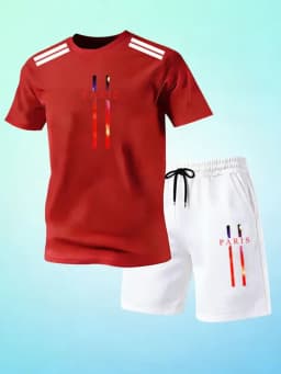 Summer Men's Street Fashion T-Shirts Sets O-Neck Short Sleeve T-Shirt + Shorts Breathable Quick Dry Running Suit Hot Sale