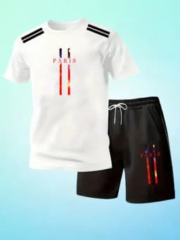 Summer Men's Street Fashion T-Shirts Sets O-Neck Short Sleeve T-Shirt + Shorts Breathable Quick Dry Running Suit Hot Sale