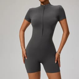 New Zipper Jumpsuit Women Short Sleeves Clothing Sportswear Woman Gym Yoga Sport Sets Nylon Workout Sets Women Tracksuit