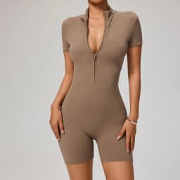 New Zipper Jumpsuit Women Short Sleeves Clothing Sportswear Woman Gym Yoga Sport Sets Nylon Workout Sets Women Tracksuit