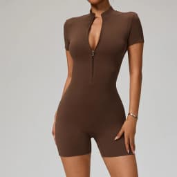 New Zipper Jumpsuit Women Short Sleeves Clothing Sportswear Woman Gym Yoga Sport Sets Nylon Workout Sets Women Tracksuit