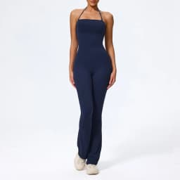 New Summer Women Sleeveless Hang Neck Jumpsuit Backless Flared Activewear Female Yoga Clothes Sport Outfit For Woman Overalls