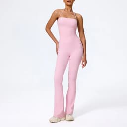 New Summer Women Sleeveless Hang Neck Jumpsuit Backless Flared Activewear Female Yoga Clothes Sport Outfit For Woman Overalls