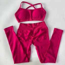 2 Pieces Gym Set For Women Clothes Seamless Scrunch Yoga Leggings Set Backless Sports Bra Fitness Workout Top Yoga Set Outfits