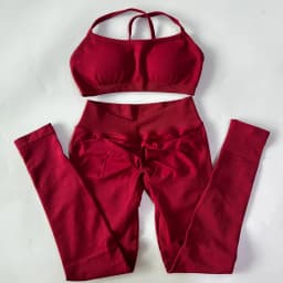 2 Pieces Gym Set For Women Clothes Seamless Scrunch Yoga Leggings Set Backless Sports Bra Fitness Workout Top Yoga Set Outfits
