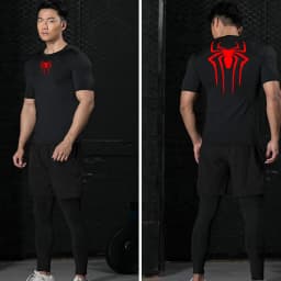 Top Sports Running Shirt Men T-shirt Fitness Short T-shirt Quick Dry Work Out Gym Tights Muscle Shirt Compression MMA Rashgarda