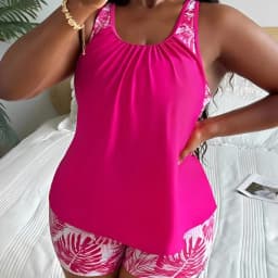 2026 Large Plus Size Tankini High Waist Swimsuit Women Printed Swimwear Female Bathers Bathing Swimming Swim Suit 4XL