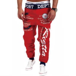 Letter Graphic Print Sweatpants for Men Hip Hop Joggers Sports Athletic Pants for Workout Casual Elastic Waist Lounge Trousers