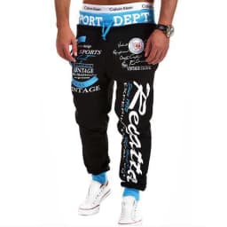 Letter Graphic Print Sweatpants for Men Hip Hop Joggers Sports Athletic Pants for Workout Casual Elastic Waist Lounge Trousers