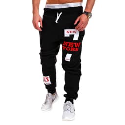 Letter Graphic Print Sweatpants for Men Hip Hop Joggers Sports Athletic Pants for Workout Casual Elastic Waist Lounge Trousers