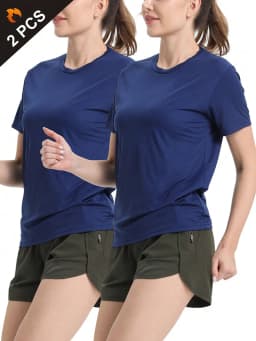 2Pcs Women's Solid Color Ultralight Quick Dry Sport T-Shirt, Breathable Lightweight Top For Fitness Training Workout Running Gym