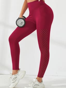 Women's Side Mesh High Waist Yoga Pants With Pockets Leggings for Women Tummy Control Workout Ankle Length Pants Casual Style