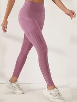 Women's Side Mesh High Waist Yoga Pants With Pockets Leggings for Women Tummy Control Workout Ankle Length Pants Casual Style