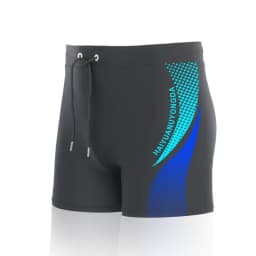 European Size Geometric Graphic And Letter Print Men's Swim Trunks With Drawstring, Quick Dry And Stretchable Shorts For Summer