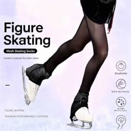 Flower Skating Training Mesh Pantyhose Bottom Pantyhose Black Figure Skating Professional Mesh Socks for Children and Adults
