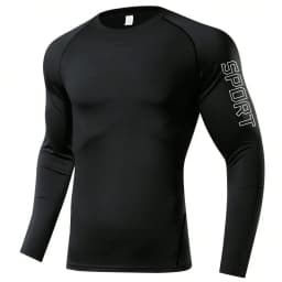 Men's Compression Long Sleeve Shirt Black Fitness T-shirt Male Running Quick Drying Gym Top Sun Protection Sports Base Layer