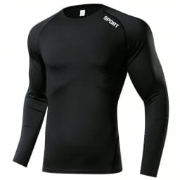 Men's Compression Long Sleeve Shirt Black Fitness T-shirt Male Running Quick Drying Gym Top Sun Protection Sports Base Layer