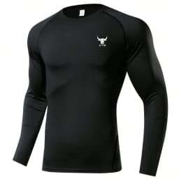 Men's Compression Long Sleeve Shirt Black Fitness T-shirt Male Running Quick Drying Gym Top Sun Protection Sports Base Layer