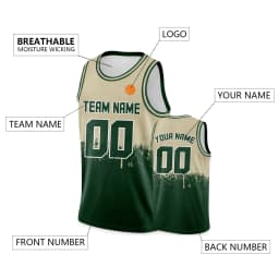 Custom Basketball Jersey Black Green Personalized Printed Team Name Number Hip Hop Sports Shirt for Men Women Youth Kids