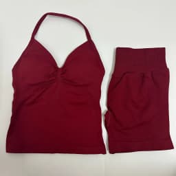 Women Yoga Set Seamless Yoga Longline Strappy Tank Top Scrunch Sports Shorts Gym Clothes Woman Summer Workout Outfit