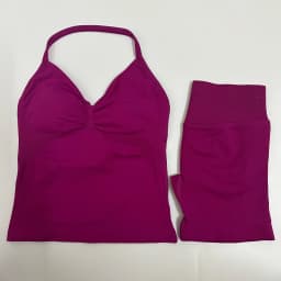 Women Yoga Set Seamless Yoga Longline Strappy Tank Top Scrunch Sports Shorts Gym Clothes Woman Summer Workout Outfit